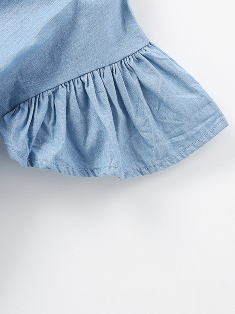 Transfronterizo malwee niñas jeans verano nuevo estilo europeo y americano niño de cuello redondo vestido de niña de manga corta