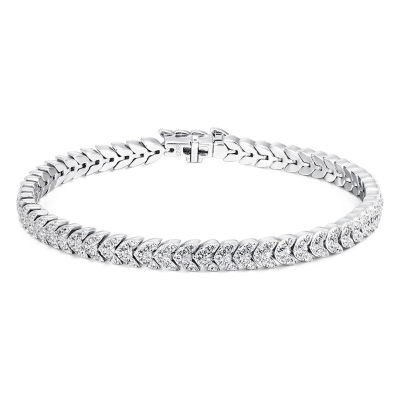 Transfronterizo nuevo S925 plata esterlina con incrustaciones de diamantes brillantes pulsera de los hombres y las mujeres de Europa y América marca de moda hip hop joyería regalo de cumpleaños