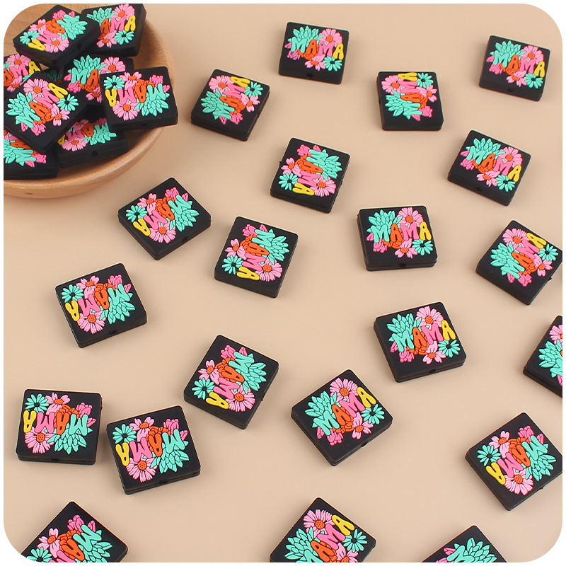 Nueva historieta del bebé Día de San Valentín mamá flor pequeña mordedor creativo DIY bebé molar pezón cadena Accesorios