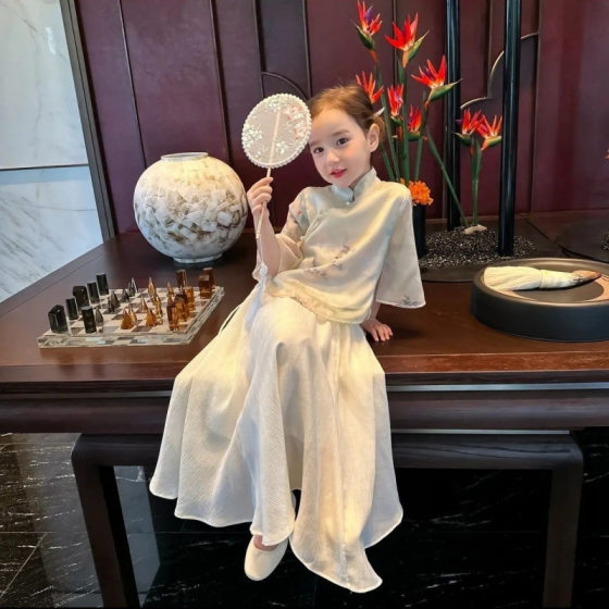 Girls Big Boys Hanfu Children's Women's New Split Guzheng Two-piece Set Jiangnan Water Town Summer Thin Antique dress
