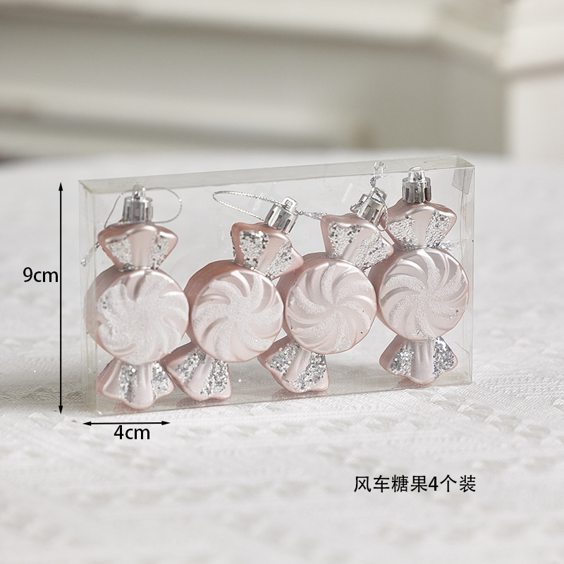 Bola rosa de Navidad pintada bola colgante de Navidad colgante de Navidad decoración de árbol de Navidad colgante caja