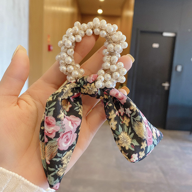 Corea del Sur floreciente correa de arco tocado de perlas rojas anillo de pelo correa de cabello de verano correa de cabello