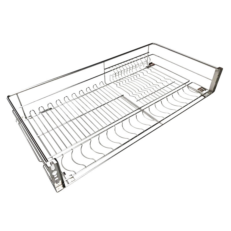 Acero inoxidable plato de cocina de almacenamiento plato de tres lados de gran capacidad cajón de gabinete 304 cesta sólida