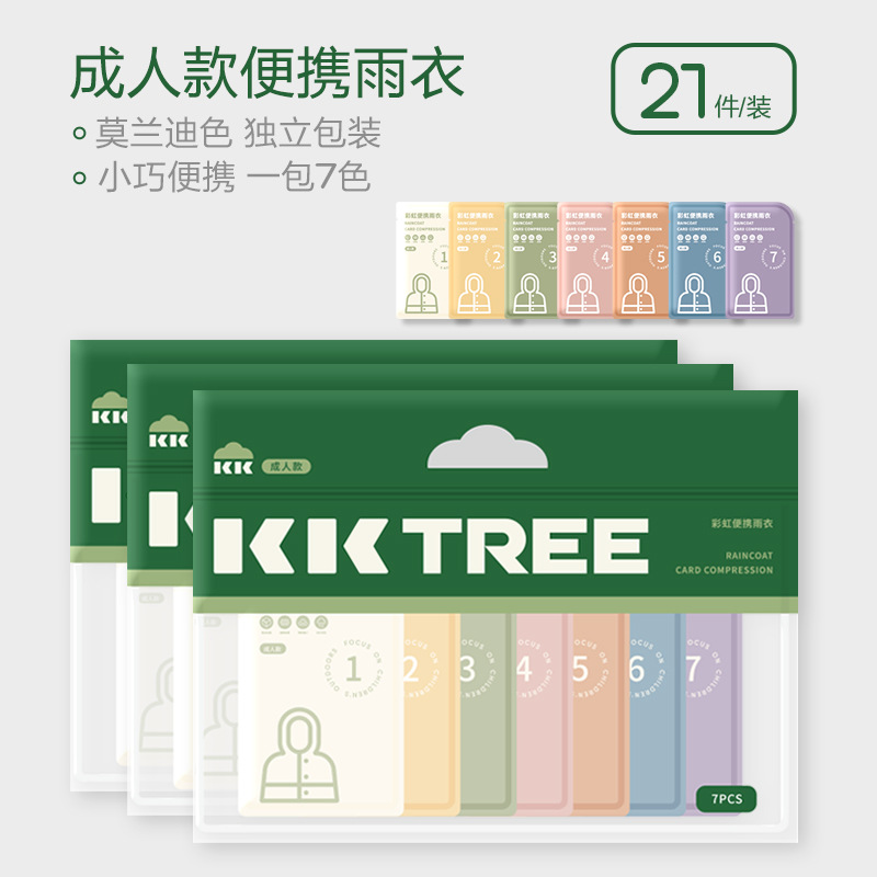 KK árbol tarjeta desechable impermeable poncho de compresión portátil todo el cuerpo de los niños a prueba de agua engrosada larga traje de lluvia para adultos