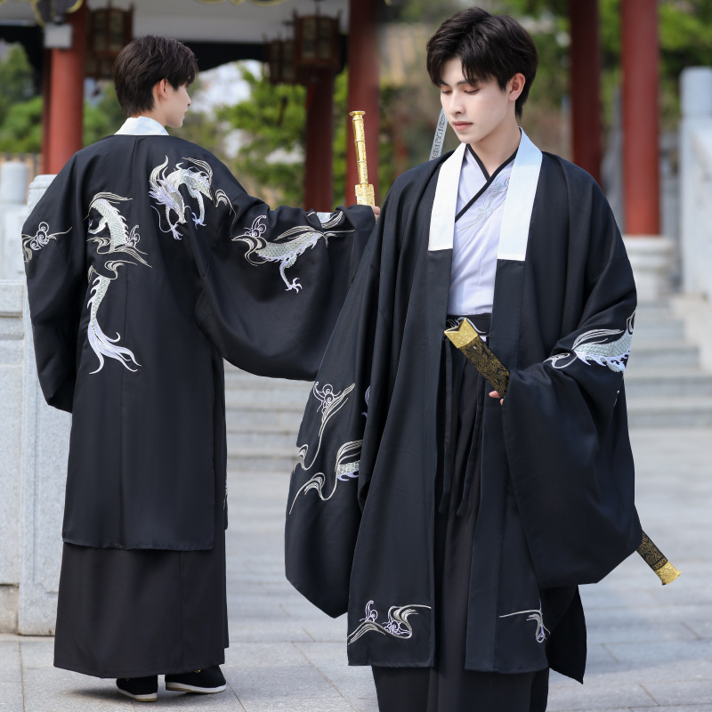 Three-Piece Men's Chinese Style Suit Fashionable Hanfu Tang Suit Ancient Style Dragon Robe Internet Celebrity Clothes Ancient Costume