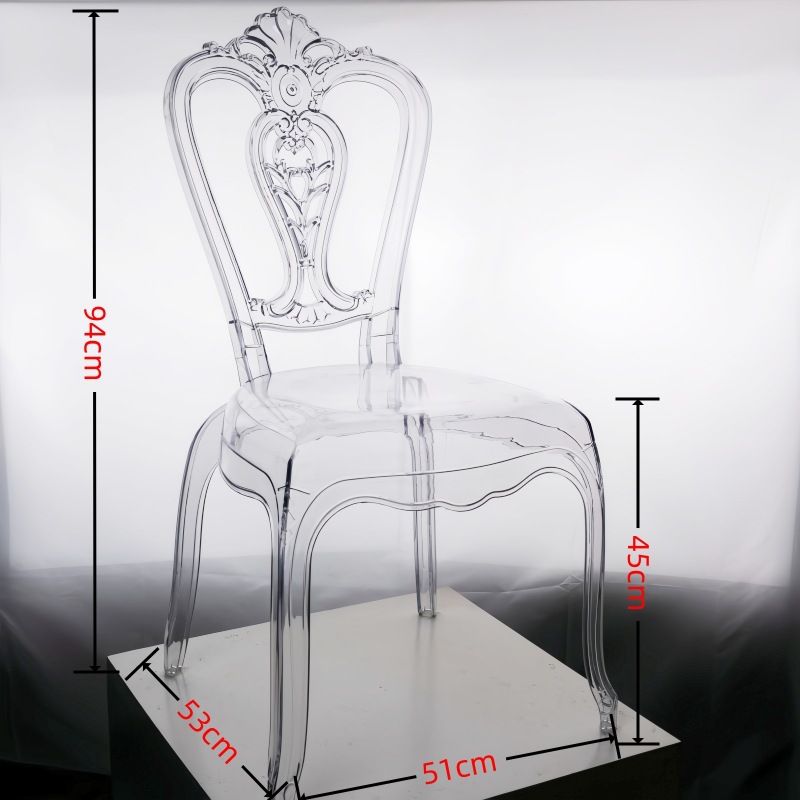Silla acrílica de comercio exterior, silla transparente de palacio, silla con respaldo, mesa y silla simples, silla para banquete de hotel, auditorio, boda