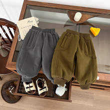 韩版婴儿裤子冬款加绒束脚裤男童加厚一体绒洋气宝宝保暖百搭卫裤