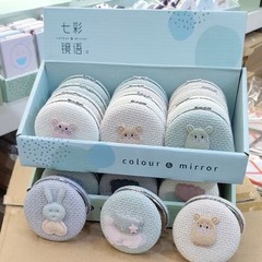 両面鏡新型リネン鏡拡大鏡付き折り畳み携帯ミニ携帯型化粧鏡