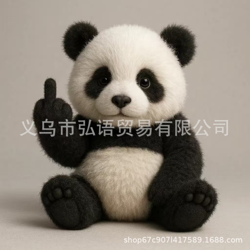 跨境创意树脂工艺毛绒叛军动物中指动物雕像收藏纪念家居摆设|undefined