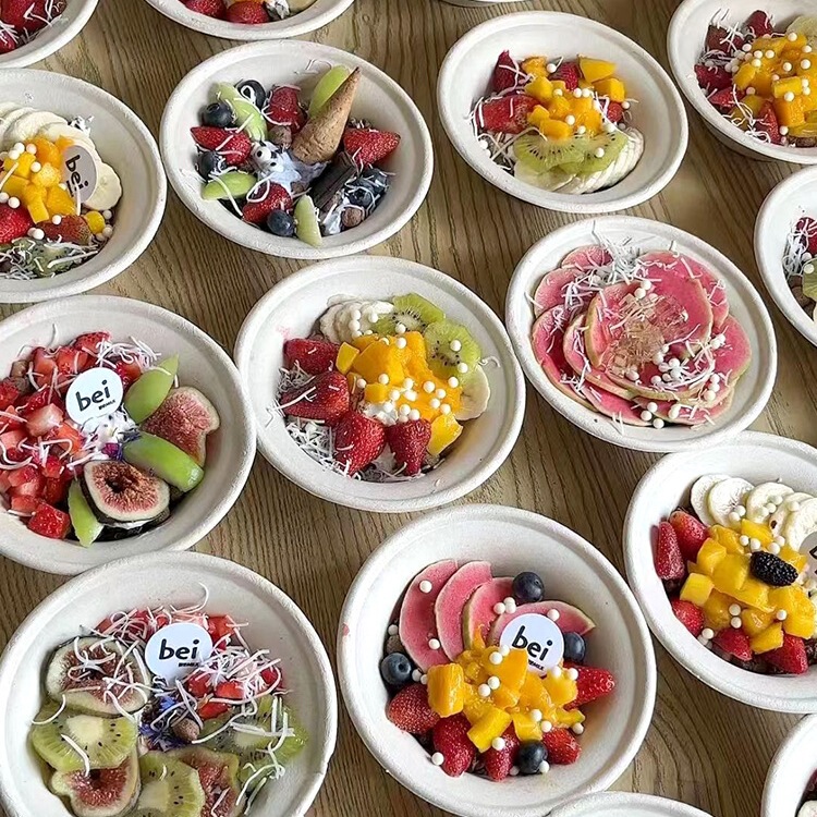 Disposable ins Greek Cold Extract Yogurt Bowl with Portable Taro Mud Smoothie Shaved Ice Bowl Ice Cream Round Packing B &