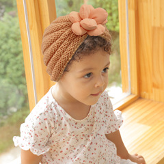 2022新款秋冬季嬰兒胎帽 歐美兒童立體花朵保暖帽 可愛寶寶針織帽