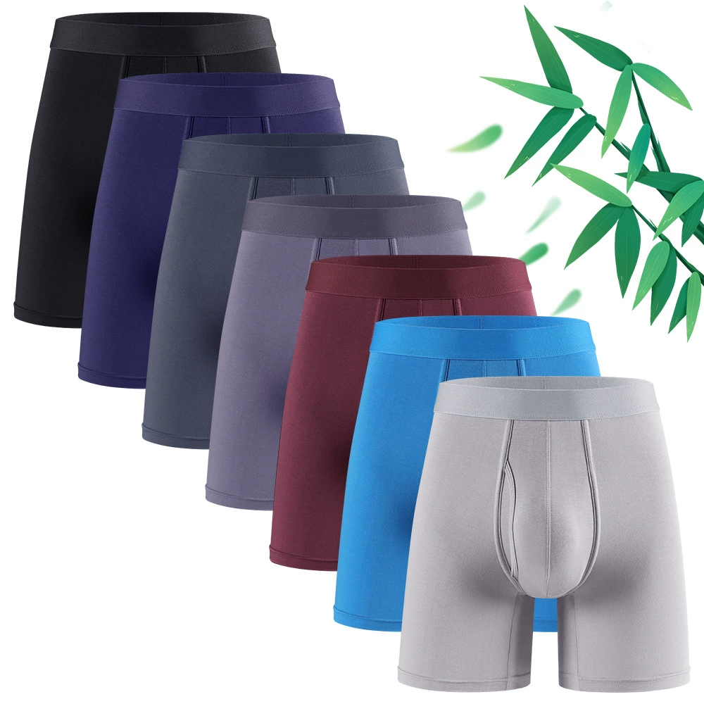 Длинное мужское нижнее белье средней посадки из бамбукового волокна, спортивные боксеры, прямые продажи от производителя на Amazon