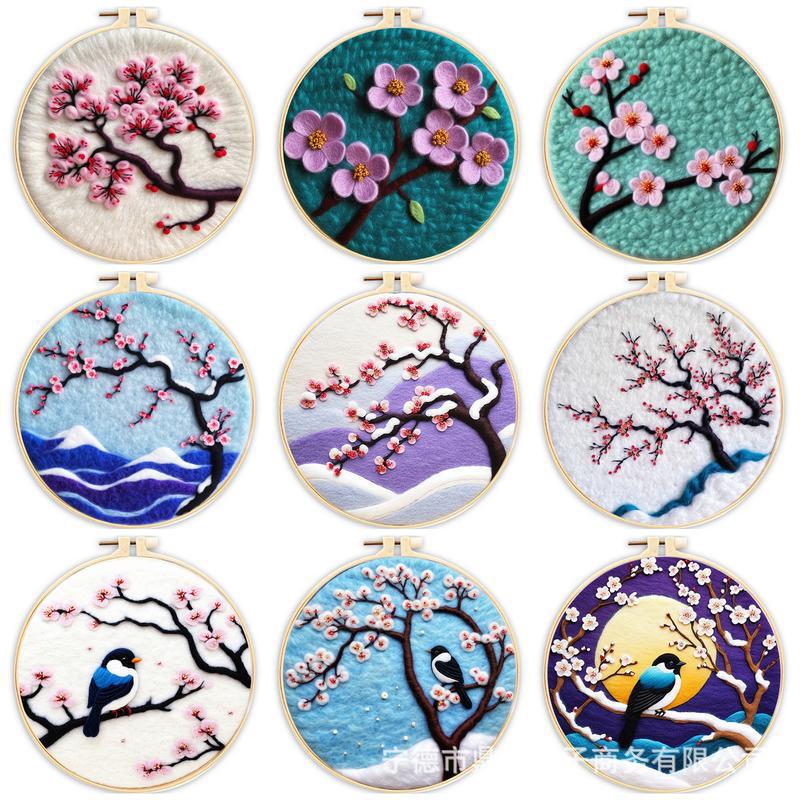 Gatyztory Needle Felting Starter Wool Felt Painting with Embroidery Frame Needle Felting Supplies for Beginners Home