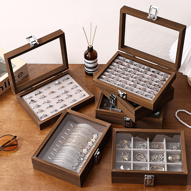 Small Luxury Walnut Jewelry Box Earrings Ring Necklace Bracelet Storage Box with Lid Jewelry Box Display Jewelry Small Luxury Walnut Jewelry Box Earrings Ring Necklace Bracelet Storage Box with Lid Jewelry Box Display Jewelry