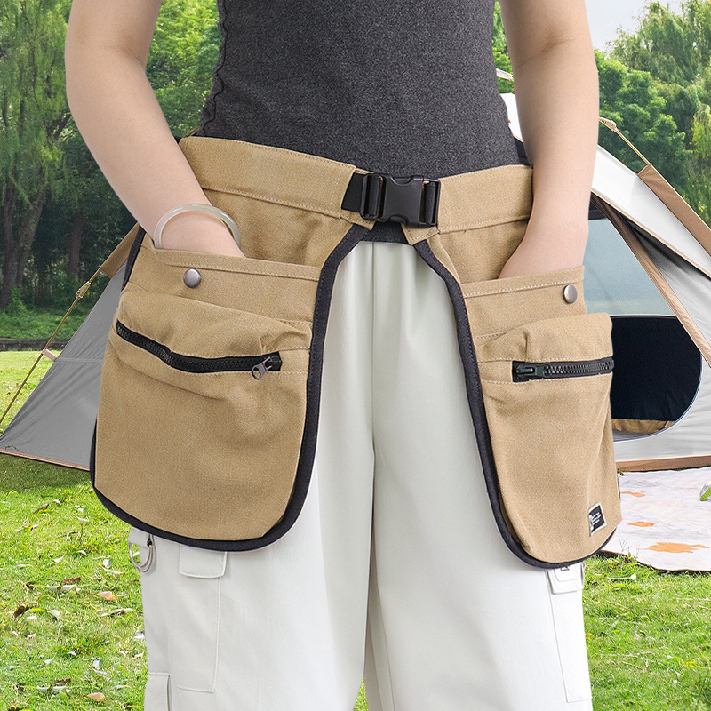 Amazon transfronterizo nuevo multifuncional bolsa de cintura bolsa de escuela cremallera multibolsillo picnic al aire libre delantal corto