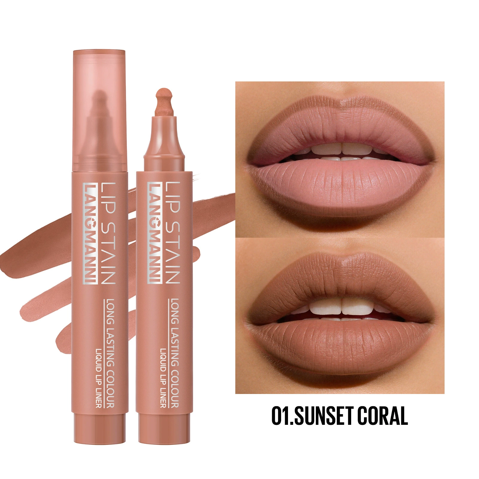 Контур для губ Liquid Lip Liner (LANGMANNI), стойкий, 3 мл, набор из 6 оттенков, тонкий аппликатор