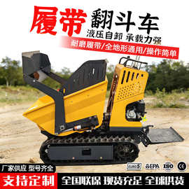 小型迷你升降铲运一体车 工地农场搬运自卸全液压履带翻斗自卸车
