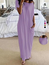 A 19591 Summer Solid Color Long Dress ��ɫ��������ȹ ��