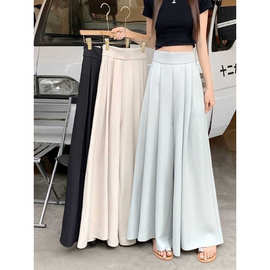 宽松阔腿裤裙2025夏季新款垂感休闲西装裤高腰感显拖地长裤