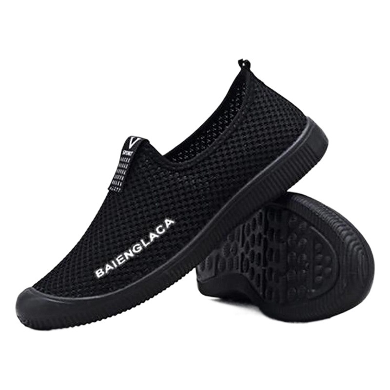 Zapatos de hombre sin cordones estilo coreano zapatos casuales transpirables nuevos zapatos de tela viejos de Beijing zapatos de malla transpirable de una sola pieza zapatos de hombre