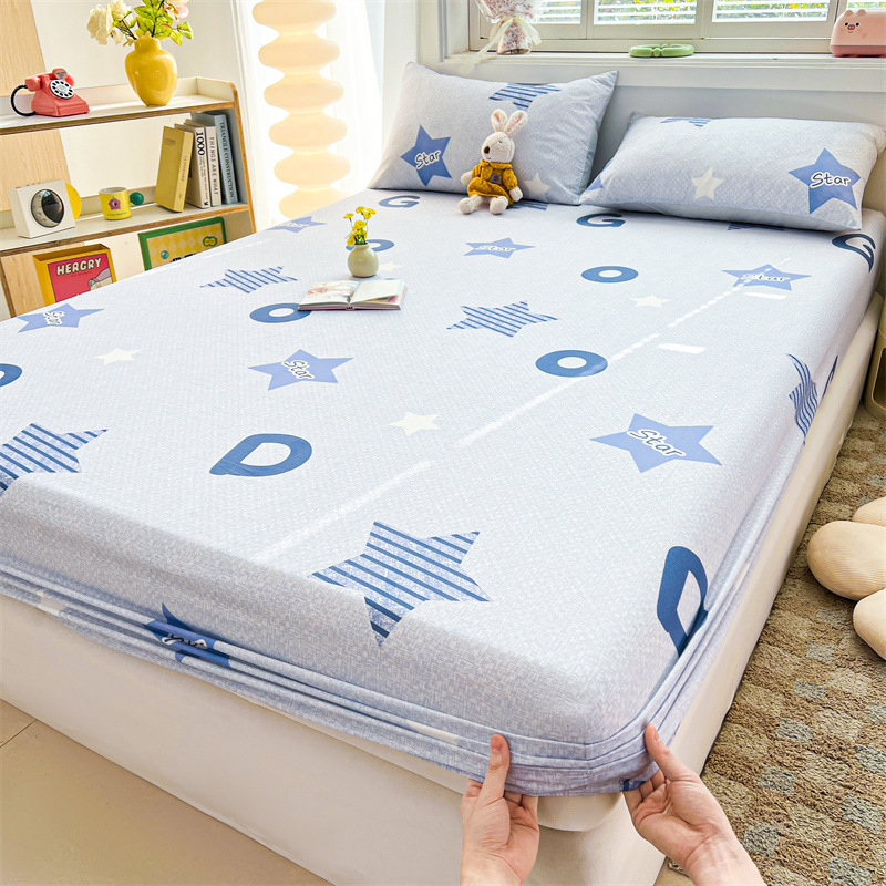 2025 primavera y verano nuevo producto sábana de algodón juego de tres piezas para estudiantes con funda de algodón estampada para adultos