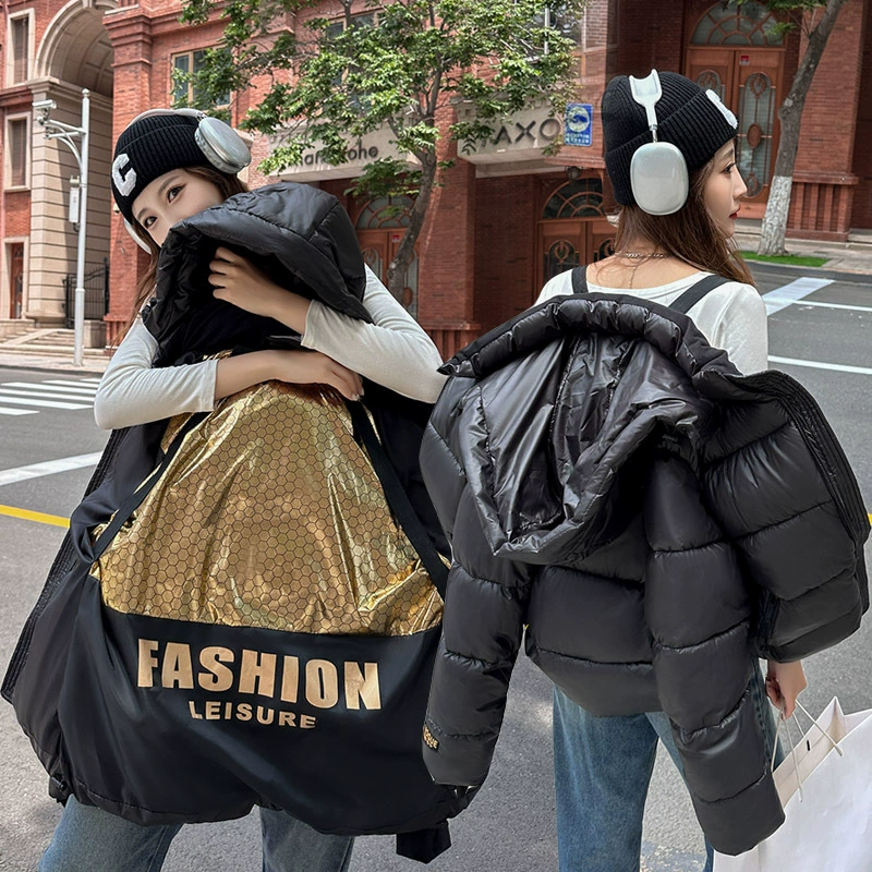 Несезонная хлопковая одежда с капюшоном из черного золота и пяти сеток, женская зимняя одежда, новая короткая мужская и женская Свободная утепленная куртка с хлопковой подкладкой