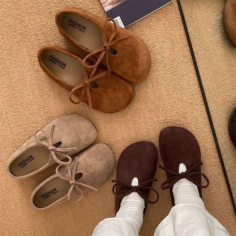 Французские банты плоские туфли на мягкой подошве женские туфли на мягкой подошве 2025 новая модель Mori ретро мари обувь Lefu