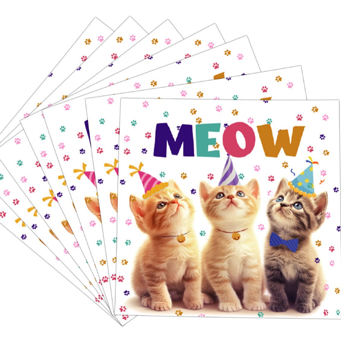 Nuevo estilo transfronterizo mascota gato gato tema tres gatos gato juego de vajilla impresa taza de papel toalla de papel placa de papel desechable image 6
