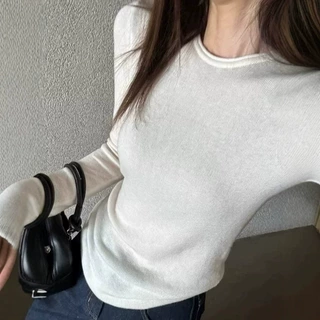 韩系2026春秋新款精纺细羊毛女修身性感显瘦百搭打底上衣长袖毛衣