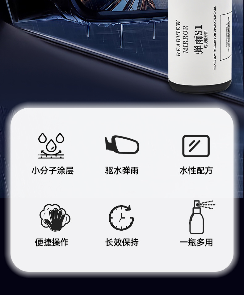 Anti-Fog and Anti-Rain Spray for Rearview Mirror and Car Window, Prevents Water Droplets and Doesn'T Stick