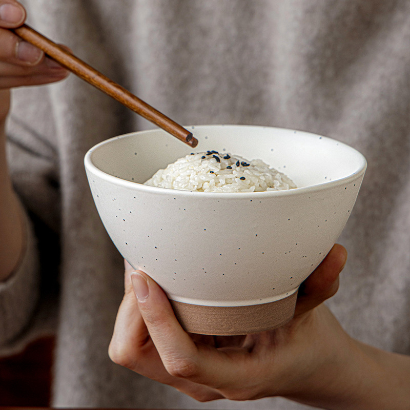 Tazón de salpicaduras de tinta Tazón de postre de sombrero de 5 pulgadas Tazón de arroz de cerámica anti-escaldado Tazón de avena retro Exportación transfronteriza