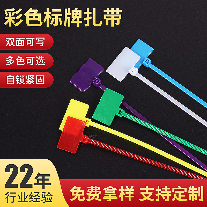 标牌式尼龙扎带 厂家直供销双面可写标签标记保障电缆捆扎线 热卖