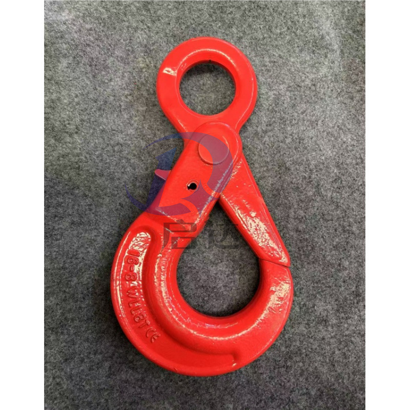 促销眼型安全钩合金钢环眼吊钩自锁环眼吊钩合金钢安全自锁钩厂家