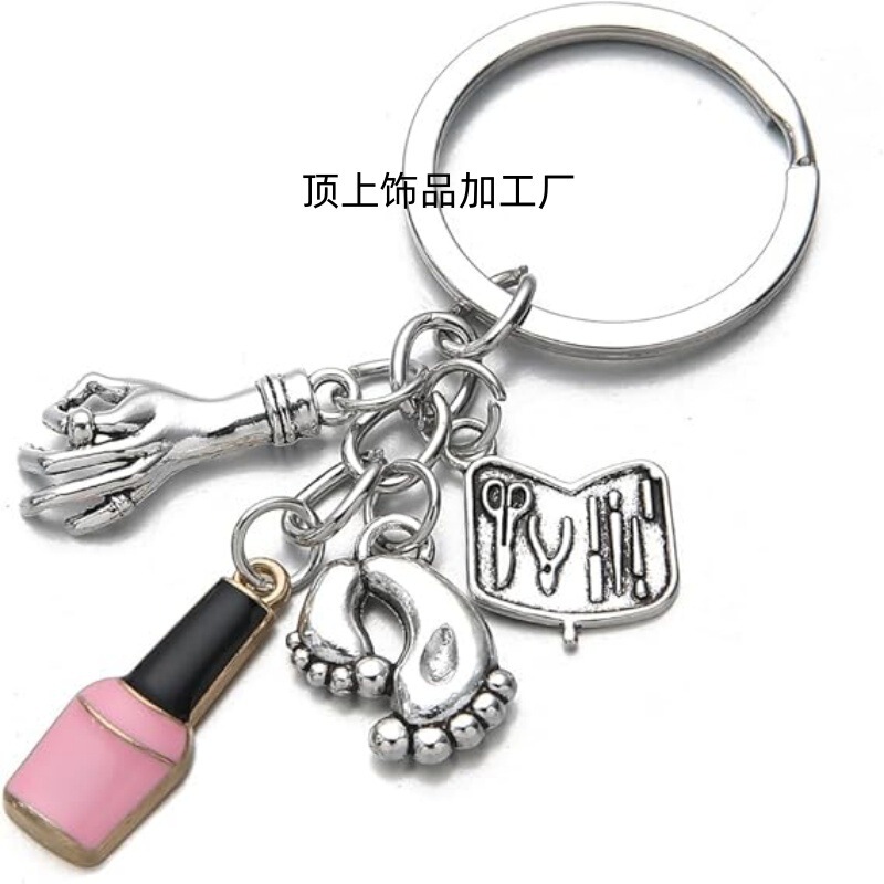 Amazon Nail Art Theme Keychain Nail Polish Hand and Foot Shape Pendant Fashionable Creative Gift for Nail Artists