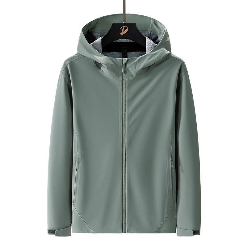 Outdoor sports windbreaker jacket for men, high-end windproof hooded top, spring and autumn stretch sports coat, loose-fitting jacket