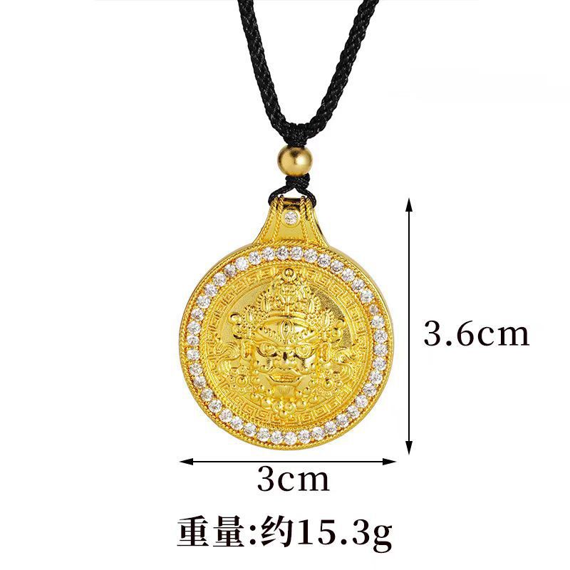 Herencia de oro de arena antigua, brújula de ocho tesoros, collar de bendición, estilo chino hueco, retro, marea nacional, joyería de aleación de cobre al por mayor