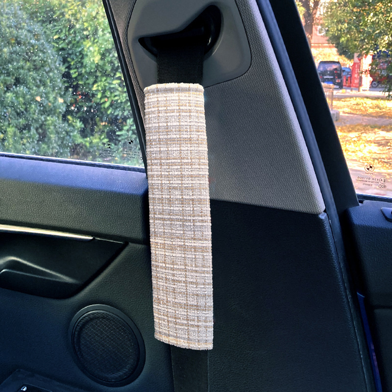 Protector de Hombro para Cinturón de Seguridad Algodón y Lino Anti-estrangulamiento Decorativo para Coche