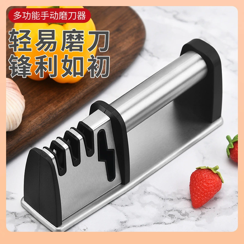 ✅Оптовый Amazon 4-в-1 точилка для ножей домохозяйственная кухня твердосплавный стальной алмазный камень ручная быстрая точилка для ножей заточка