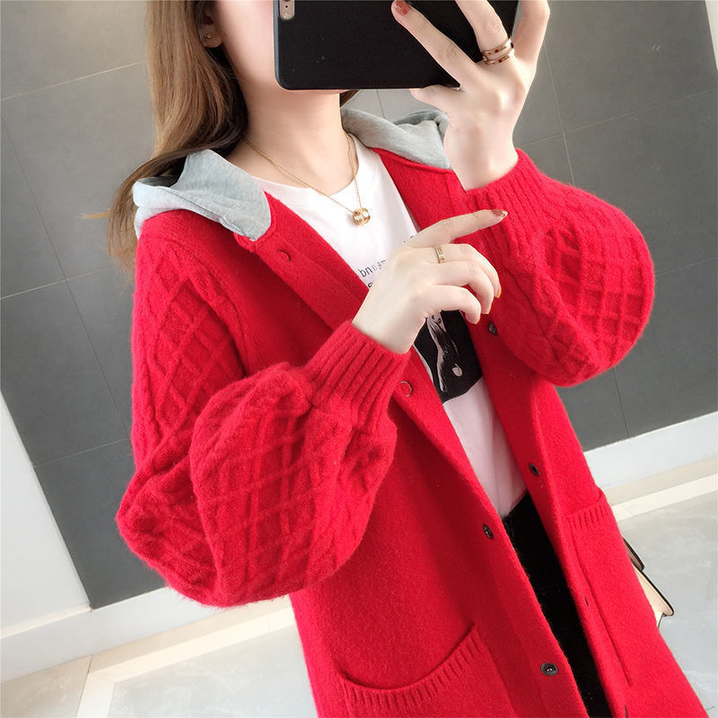 外套女秋冬2025新款女士宽松大码学生外穿休闲显瘦中长款针织开衫|undefined
