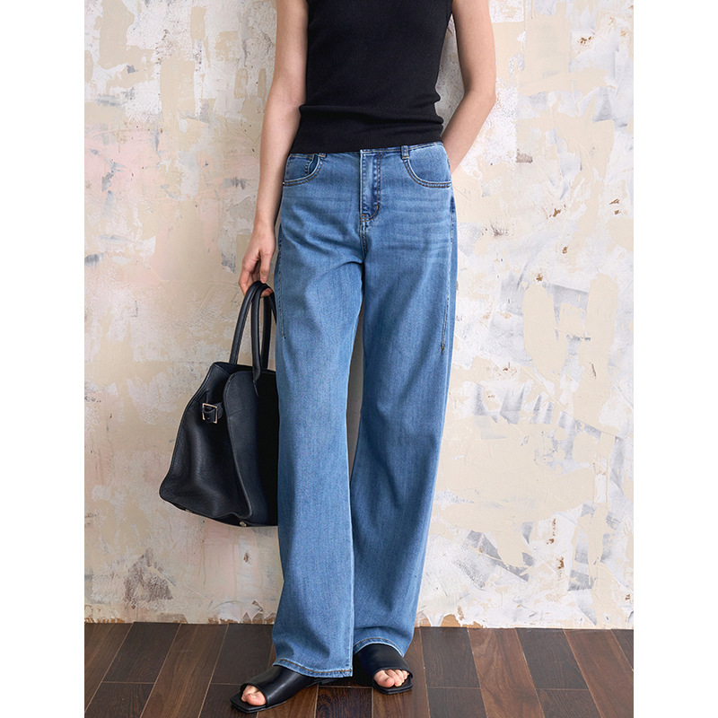 Clearance of Discontinued Sizes | Women's Long-Staple Cotton Washed Denim Jeans, New Spring/Summer Vintage Scimitar Pants, Narrow Wide-Leg Pants
