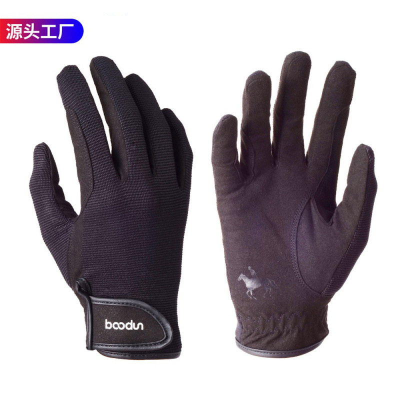 Cross-Border Equestrian Gloves Outdoor Microfiber Wear-Resistant Anti-Slip Full-Finger Riding Gloves Knight Equipment Equestrian Supplies