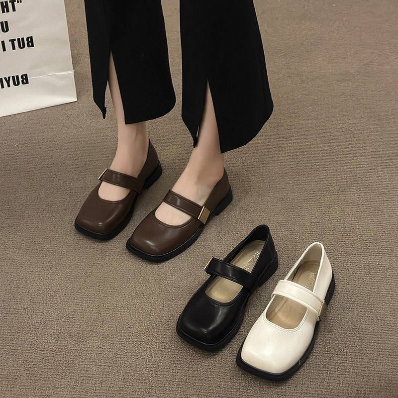 Universal retro Mary Jane shoes flat square toe