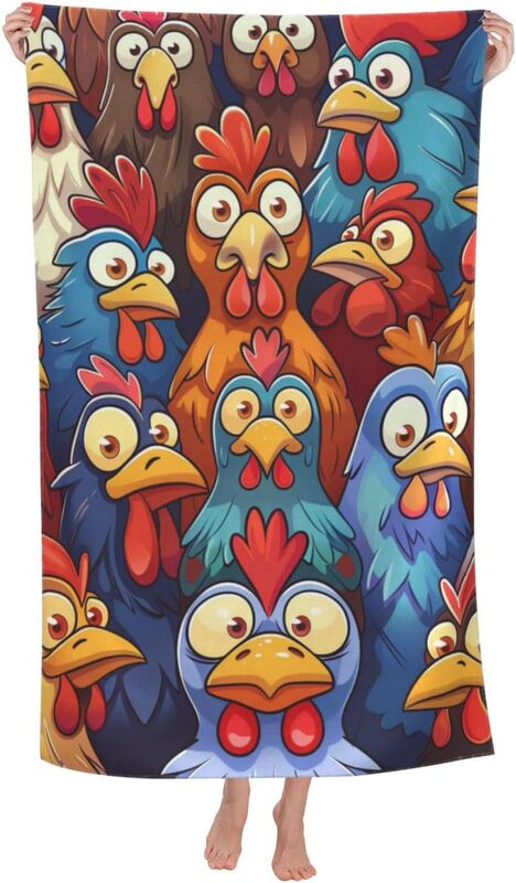 Qycazzw Women's and Girls' Beach Towel, Fun Chicken Cartoon Sand-Free Ultra-Fine Fiber Super Soft Lightweight Bath Towel Qycazzw Women's and Girls' Beach Towel, Fun Chicken Cartoon Sand-Free Ultra-Fine Fiber Super Soft Lightweight Bath Towel