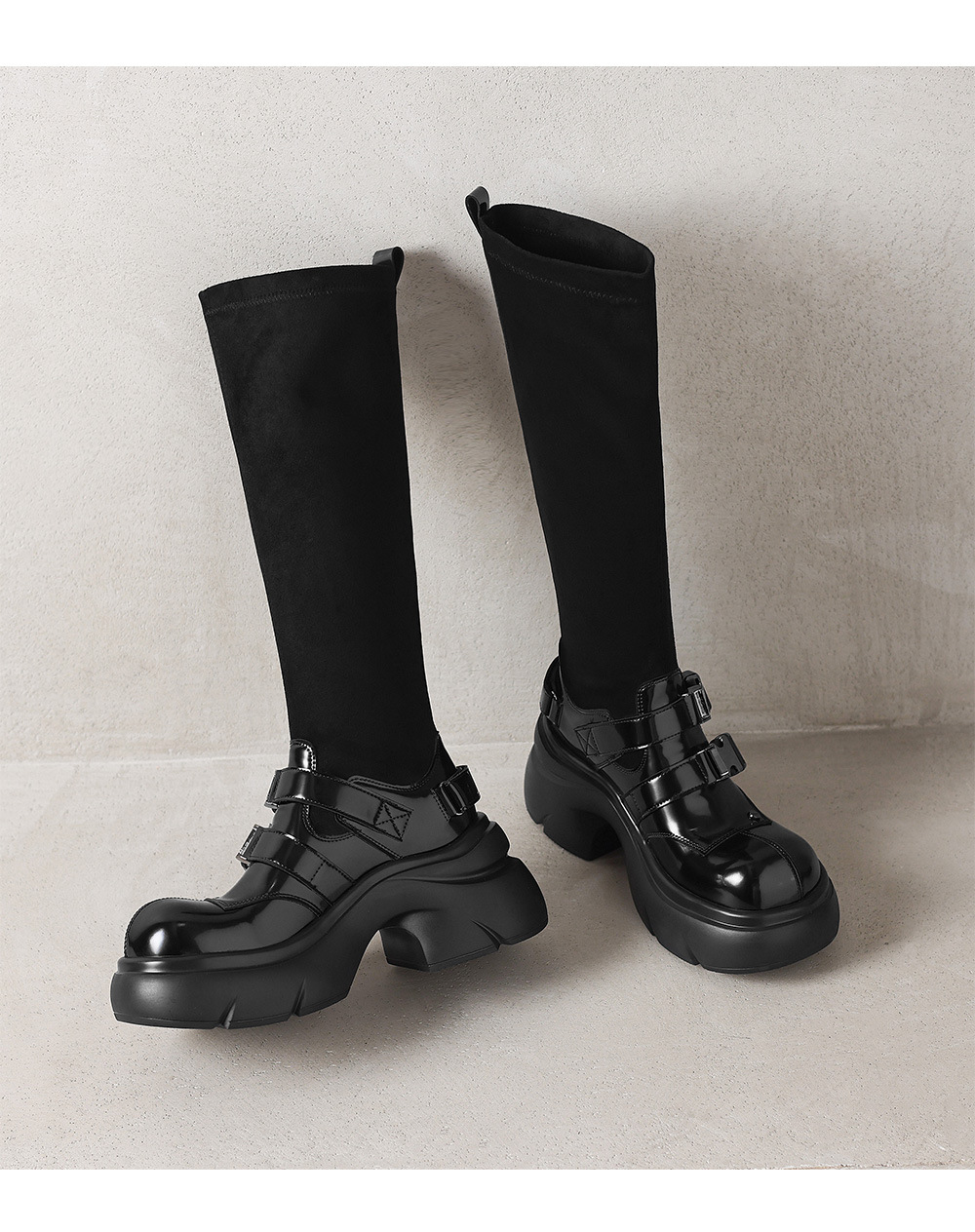 Boot ngắn nữ đế dày phong cách Anh khóa thắt lưng, form ôm chân co giãn — Lớp lót đơn ống dài màu đen, Lớp lót đơn ống ngắn màu đen, Lớp lót nhung dài màu đen, Lớp lót nhung ngắn màu đen chi tiết 15