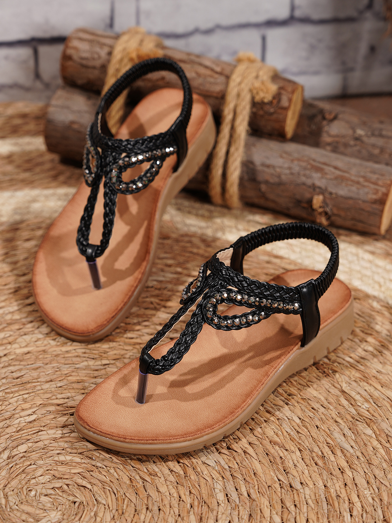 Böhmische Damen Sandalen Mit Strasssteinen Für Den Sommer Strand_voghion.com