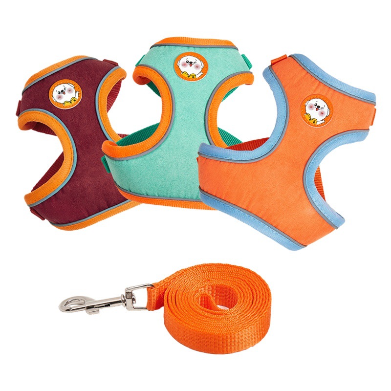2021 nueva mascota pecho Correa gamuza gato y perro correa reflectante transpirable yo-perro cuerda perro correa de perro