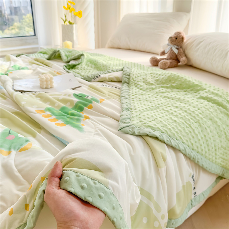 Edredón fresco de verano de frijoles de seda helada Edredón de aire acondicionado Edredón de verano para niños de verano Edredón fino lavable a máquina