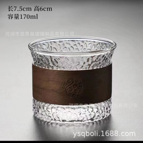Walnut anti-scalding vertical grain cup heat-resistant small tea cup set owner single cup tea cup drinking cup vertical grain cup