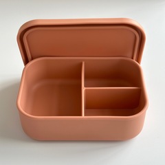 食品グレードのシリコン製700MLの三段弁当箱、幼児や学生向け、電子レンジ・食洗機対応、密閉食器