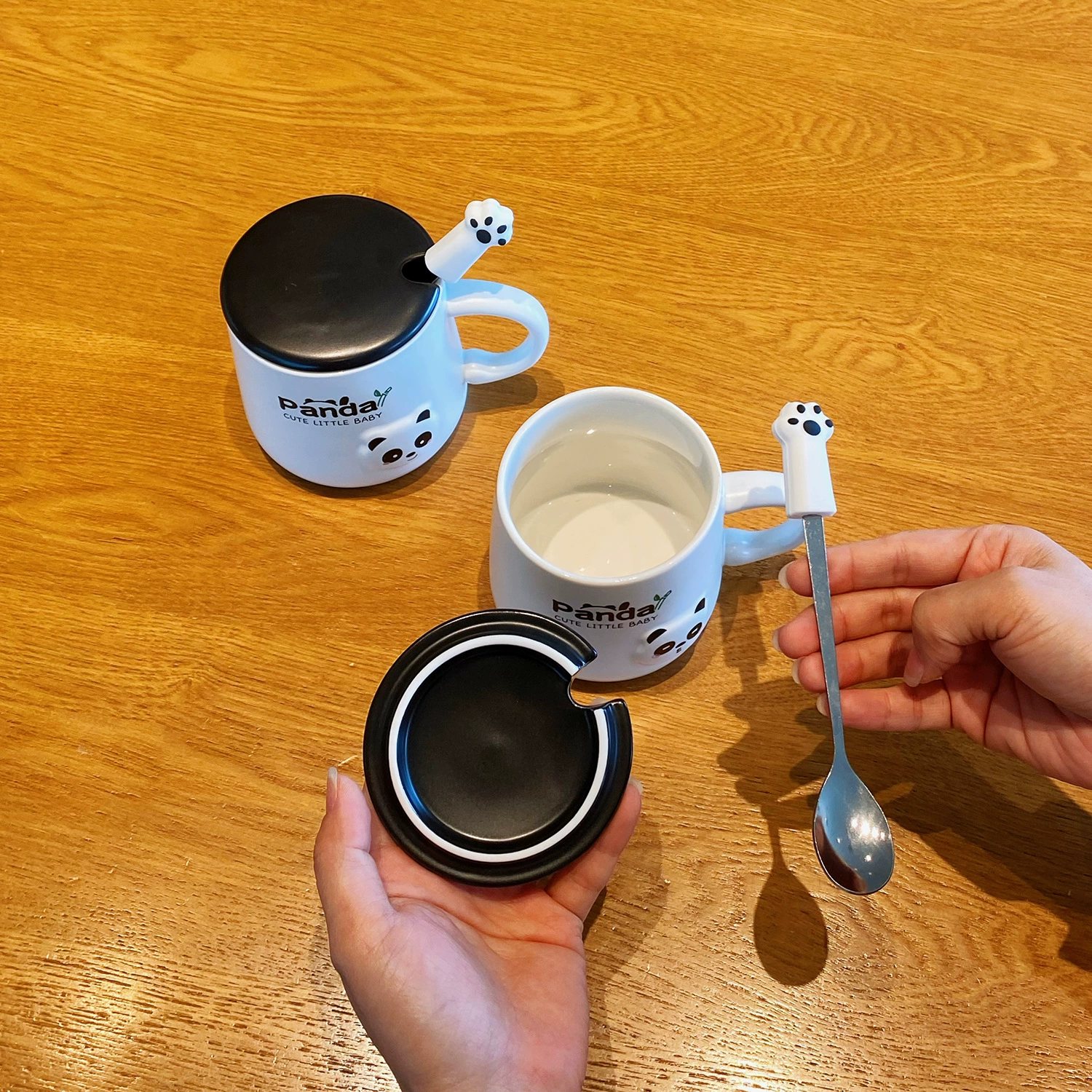 Кружка Panda Mark с крышкой высокого значения, классическая чашка для детей, чашка для воды, офисная чашка с кофе